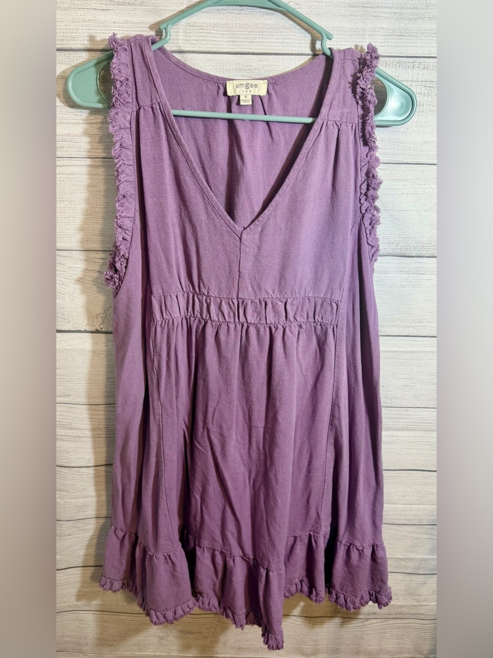 Umgee Women’s Mauve Ruffle Sleeve V-Neck Sundress